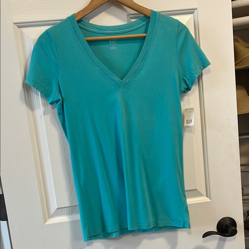 GAP Women's Teal V-Neck Top
